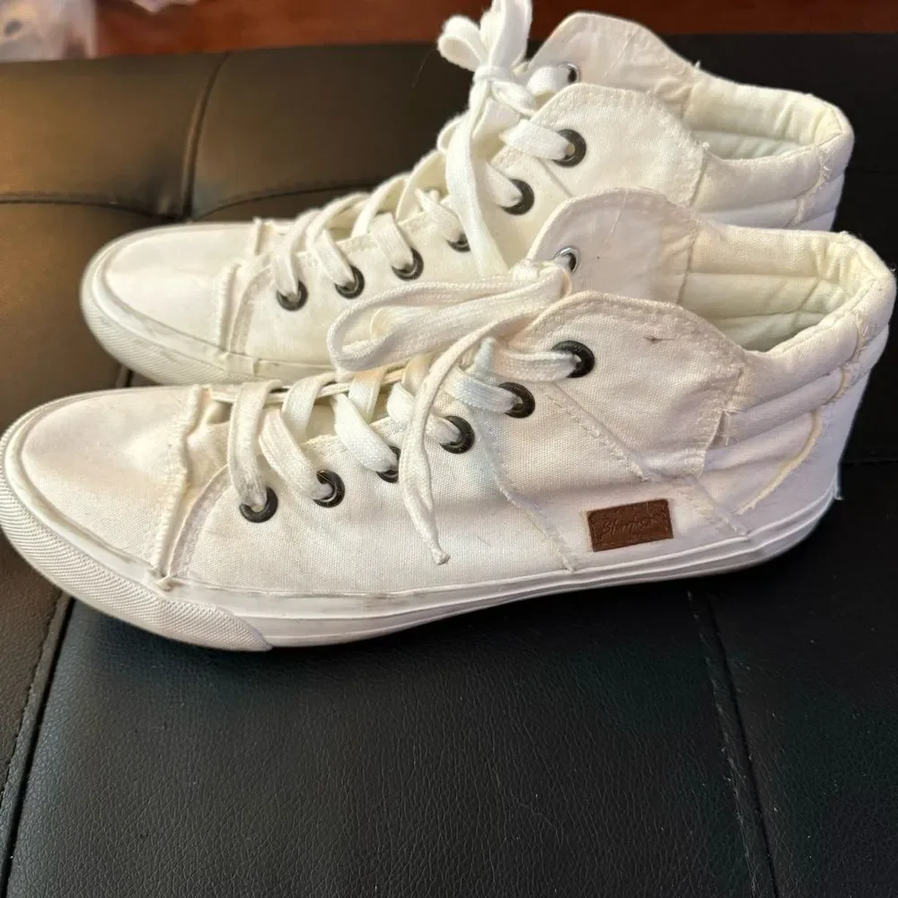 Blowfish Malibu White Canvas High-Top Sneakers Women’s Size 10